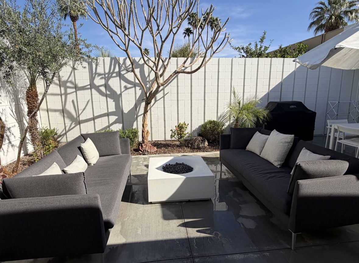 Desert courtyard patio with fire pit