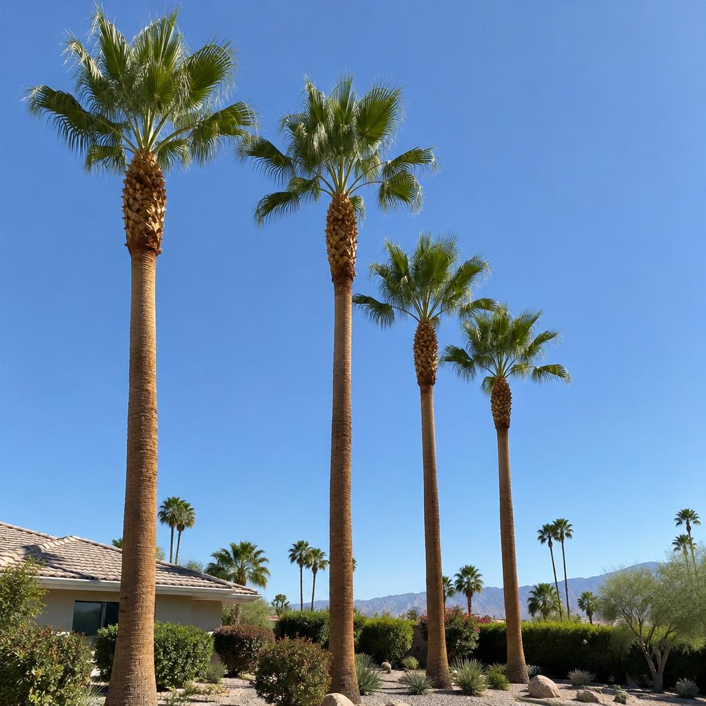 Trimmed palm trees